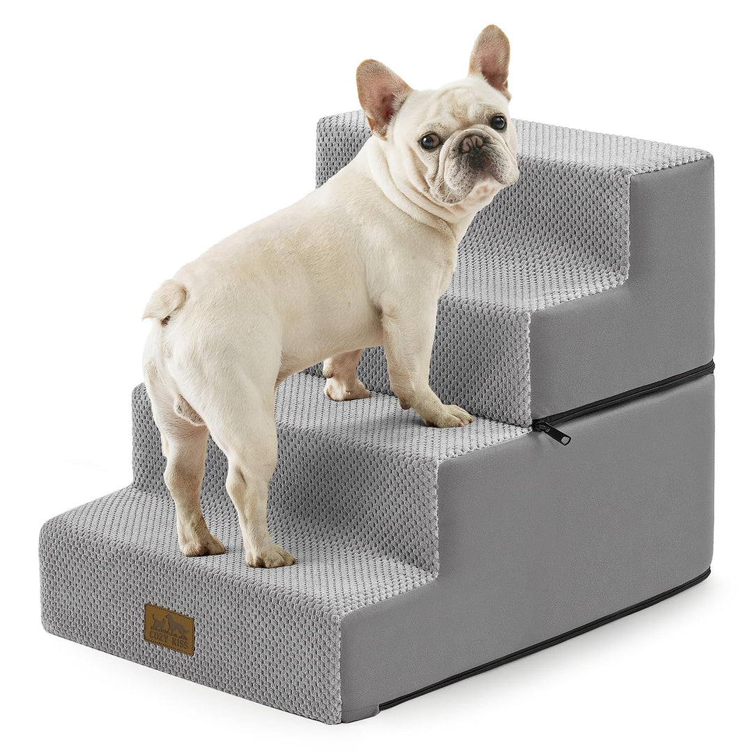 Hundetreppe 4 Stufen 45cm Hoch, 2-in-1 Hundetreppen für Kleine Hunde Alte Katzen, Faltbare Haustiert