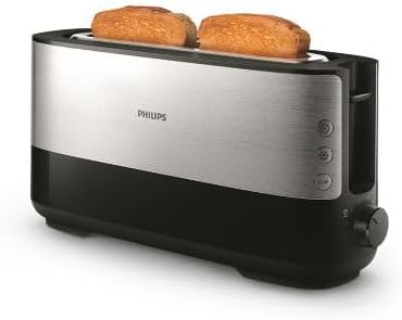 Philips Langschlitztoaster, Edelstahl, Schwarz