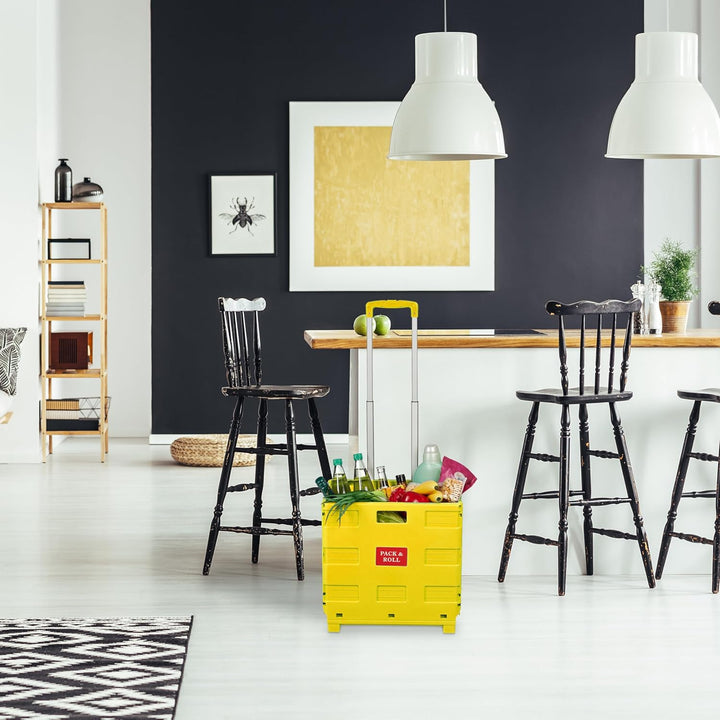 Relaxdays Einkaufstrolley, Klapptrolley mit Rollen & Teleskopgriff, bis 35 kg, Faltbare Einkaufshilf