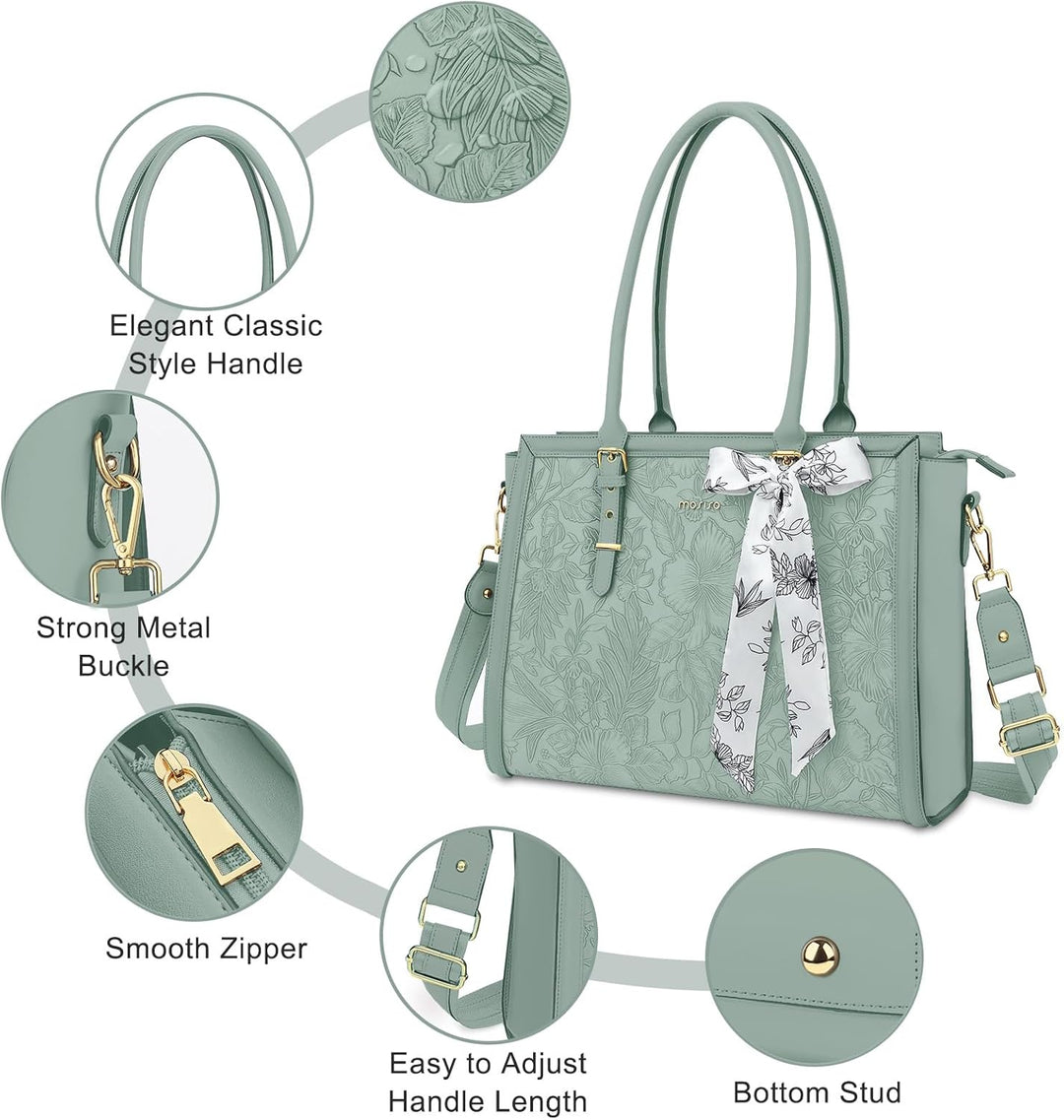 MOSISO Laptop Tasche für Frauen,17,3 Zoll PU Leder Tote Bag Kompatibel mit MacBook,HP,Dell,Asus Note