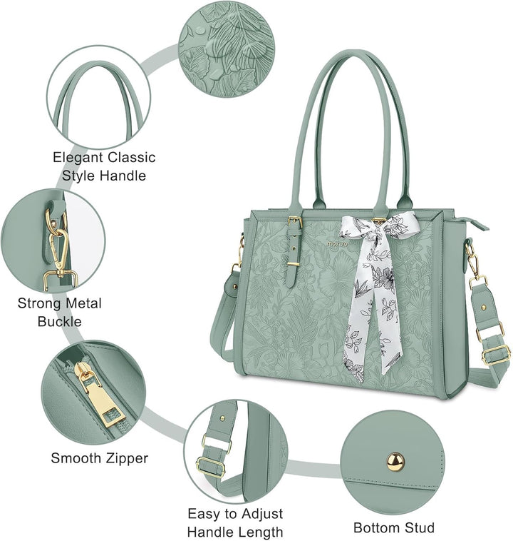 MOSISO Laptop Tasche für Frauen,17,3 Zoll PU Leder Tote Bag Kompatibel mit MacBook,HP,Dell,Asus Note