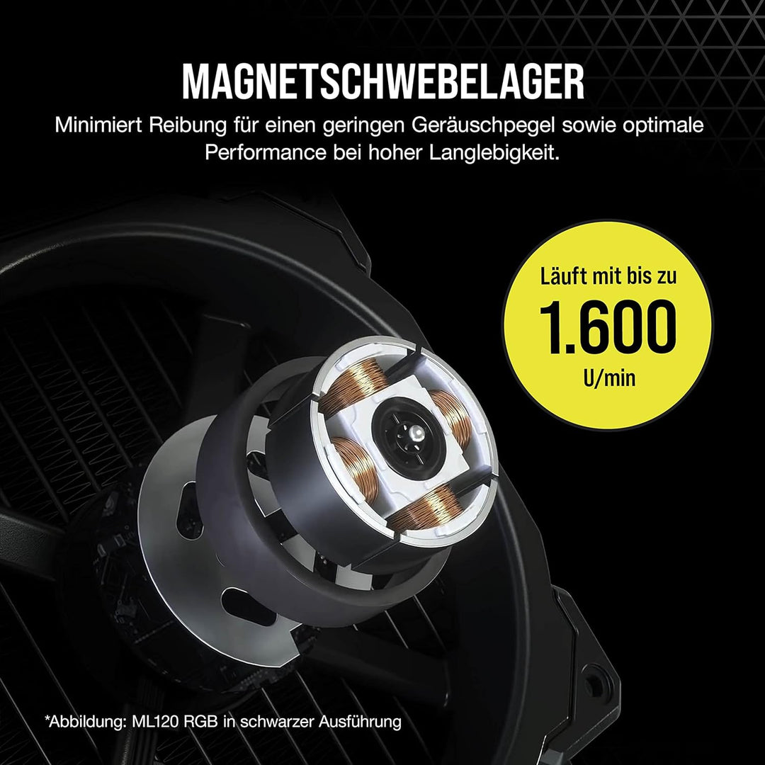 Corsair ML140 LED ELITE, 140mm PWM-Lüfter mit LEDs (CORSAIR AirGuide-Technologie, Magnetschwebelager
