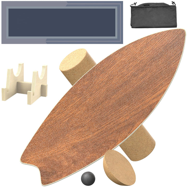 Balance Board Erwachsene aus Holz - Stabilitätstrainer mit rutschfester Oberfläche | inklusive Rolle