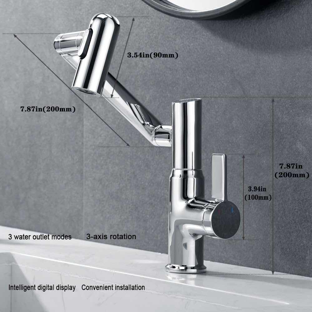 Smart Temperature Bathroom Wasserhahn, Einhebel-Badezimmer-Wasserhahn, Waschbeckenarmatur, Küchenarm