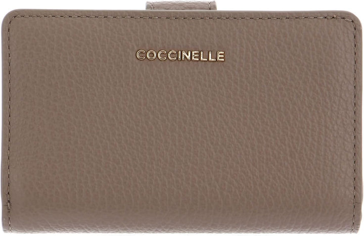Coccinelle Metallic Soft Mini Wallet Grained Leather Warm Taupe