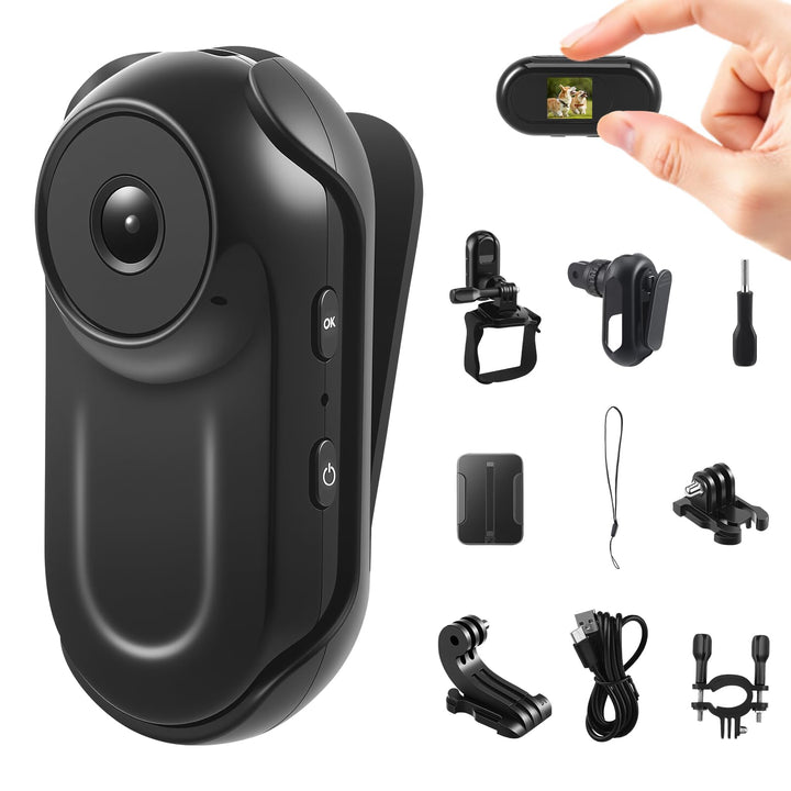 Mini Action Cam, 1080P Tragbare Body Kamera, 130° Bodycam Körperkamera, Outdoor-Reiten Actionkameras