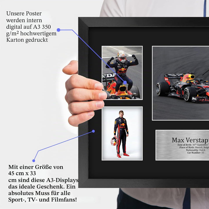 HWC Trading FR A3 Max Verstappen Gifts gedrucktes Autogramm Präsentationsdisplay für Formel-1-Renn-F