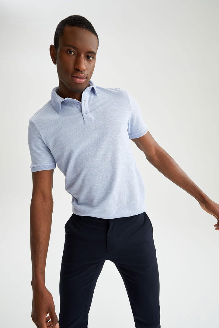 DeFacto Herren Polo Shirt, Blau