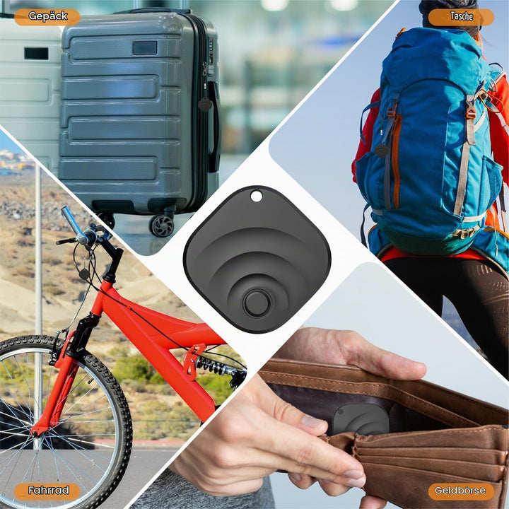 Reyke Smart Tag, kompatibel mit Google Find Hub, Android, Schwarz, 4er-Pack | Bluetooth-Tracker für