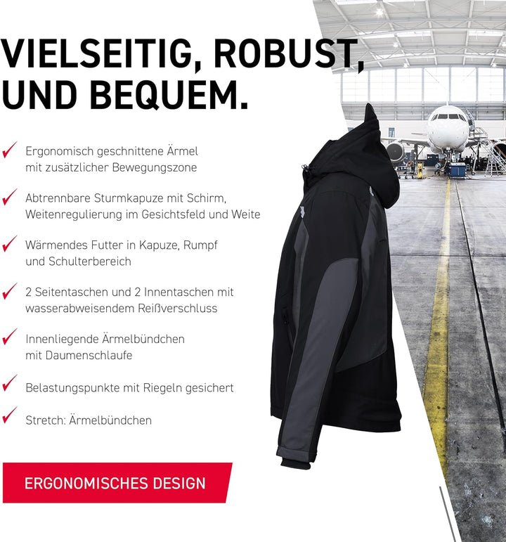 KÜBLER Workwear KÜBLER WEATHER Softshelljacke schwarz, Grösse M, Unisex-Arbeitsjacke aus Mischgewebe