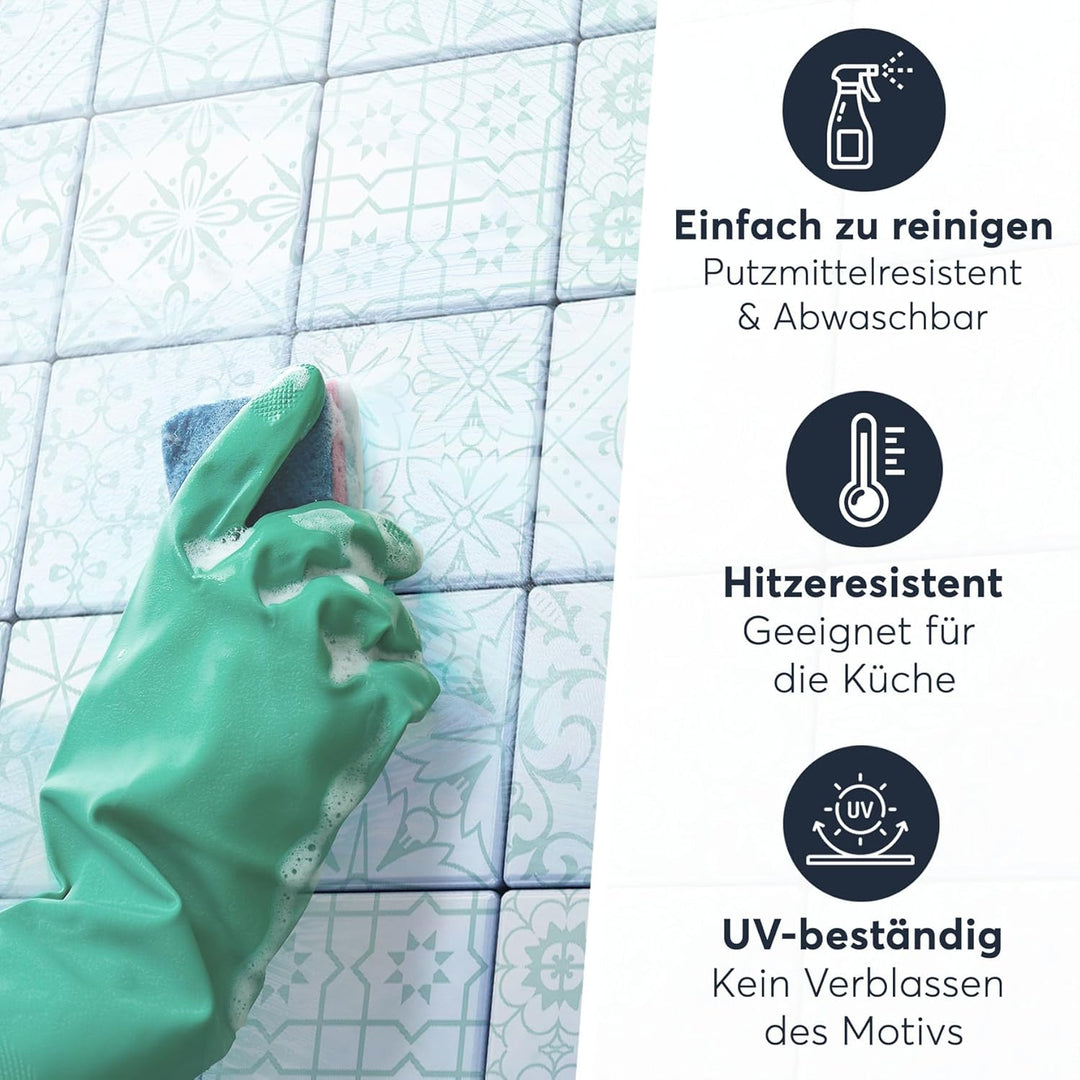 50 Stück Fliesenfolie für Bad und Küche 15x15 cm - Klebefliesen, Mosaikfliesen - Stickerfliesen, Fli