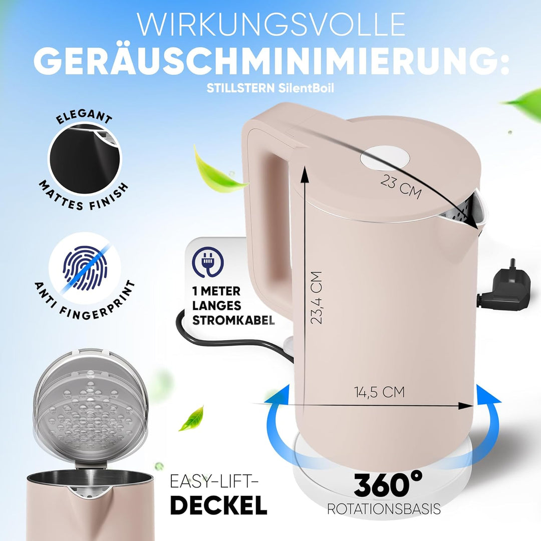 Stillstern Wasserkocher mit Edelstahl Filter [1,7L - 2200W] Wasserkocher mit Präzisionsausguss und A
