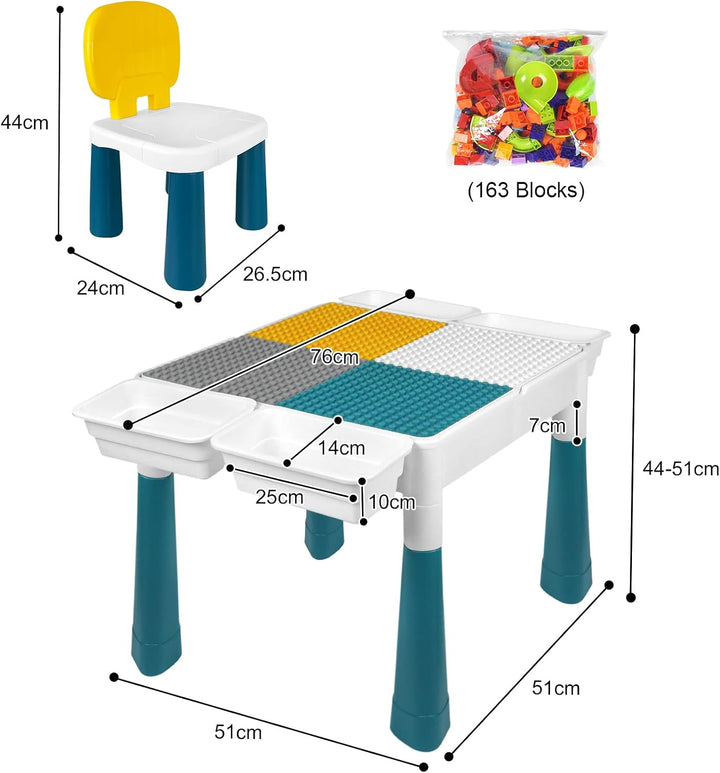 XMTECH 6 in 1 Kindertisch mit Stühle Set,Kompatibles Multi Aktivitätstisch Set,Basteltisch mit 2 Stü