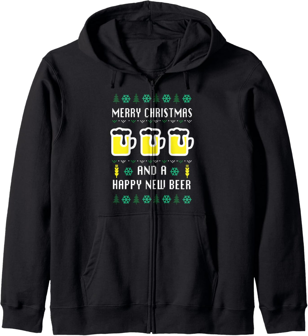 Frohe Weihnachten und ein fröhliches neues Bier trinken sauf Kapuzenjacke