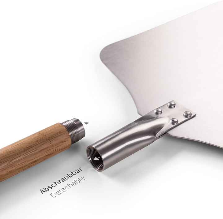 Blumtal Pizzaschieber mit grosser Fläche und abnehmbaren Griff - 30,5cm x 30,5cm Pizzaschaufel Alumi
