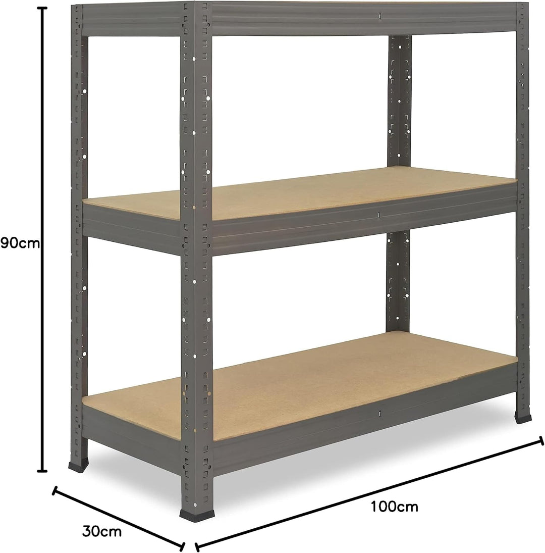 shelfplaza® 90x100x30cm Profi Schwerlastregal grau/Metallregal mit 3 Böden à 200kg Tragkraft/Kellerr