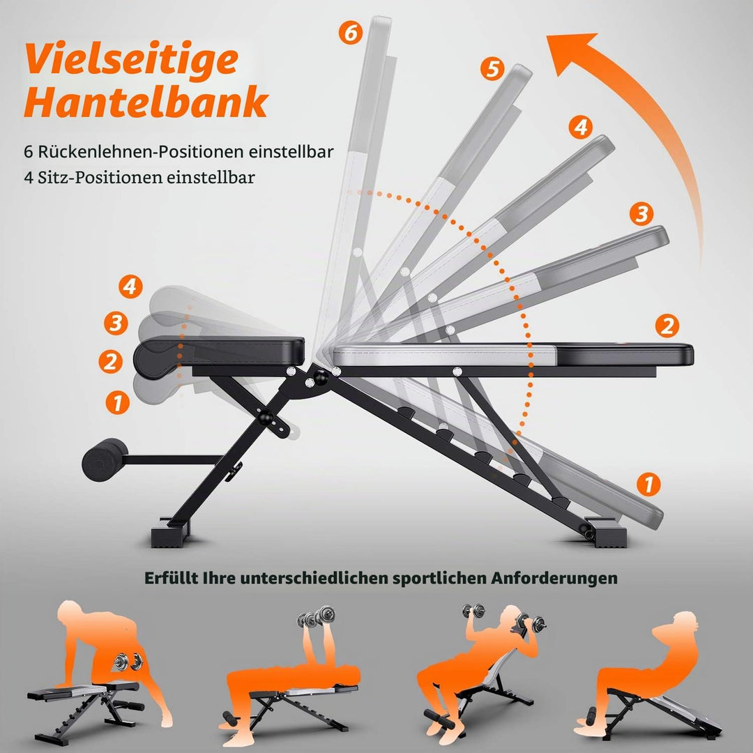 WINNOW Verstellbare Hantelbank Klappbar Heimtraining Fitness Trainingsbank Schrägbank Negativbank Fl