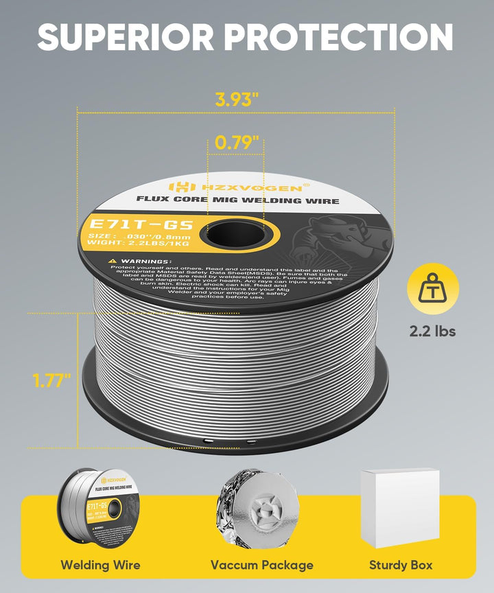 HZXVOGEN Stahldraht Ohne Gas MIG Schweissdraht 0,8mm 1KG und 0,9mm 1KG 0.8mm+0.9mm, 0.8mm+0.9mm