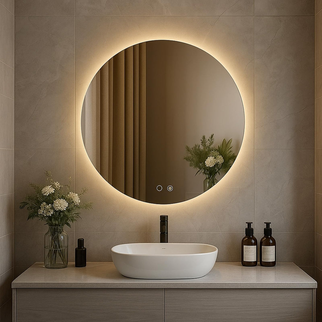 Trintion LED Spiegel Bad mit Beleuchtung 50 cm Rund – Touch-Schalter, Beschlagfrei, Dimmbar – Badezi