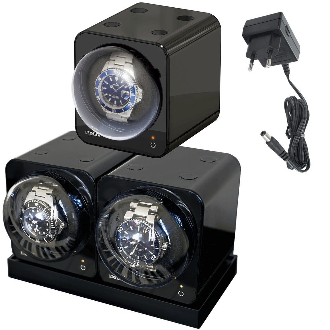 Boxy Fancy Uhrenbeweger für 3 Uhren ALL BLACK TRIPLE MED