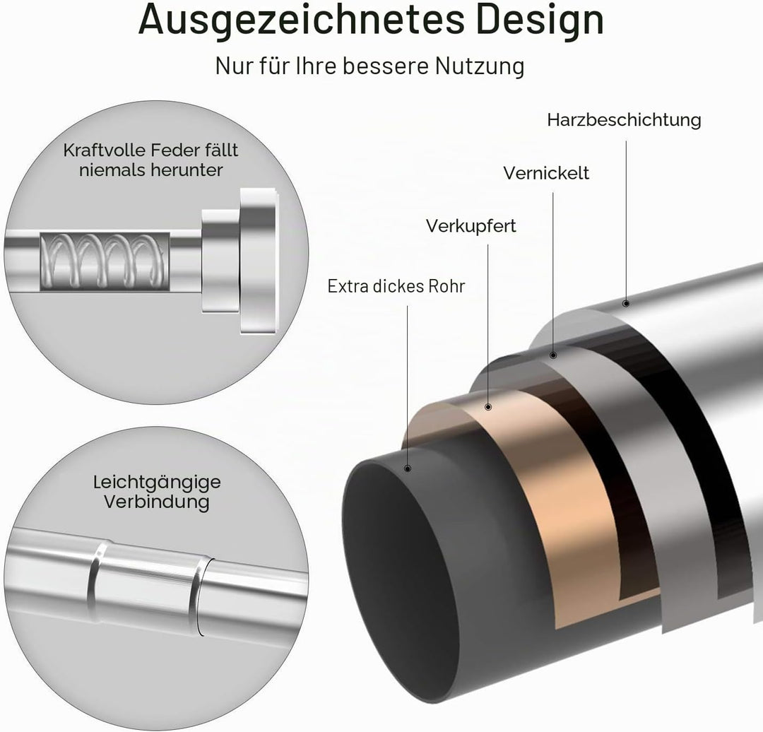 Teleskopstange Siler 120cm-290cm Duschvorhangstange ohne Bohren aus Edelstahl ausziehbare Kleidersta