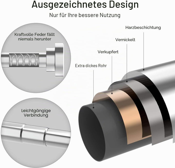 Teleskopstange Siler 120cm-290cm Duschvorhangstange ohne Bohren aus Edelstahl ausziehbare Kleidersta