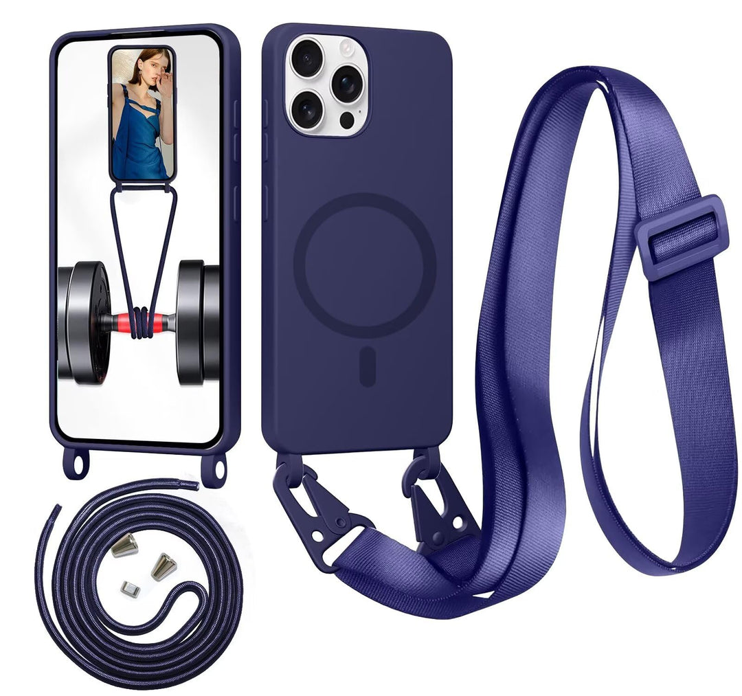 Handykette für iPhone 13 Pro Hülle mit Band [Kompatibel mit Magsafe] Flüssig Silikon Necklace Handyh