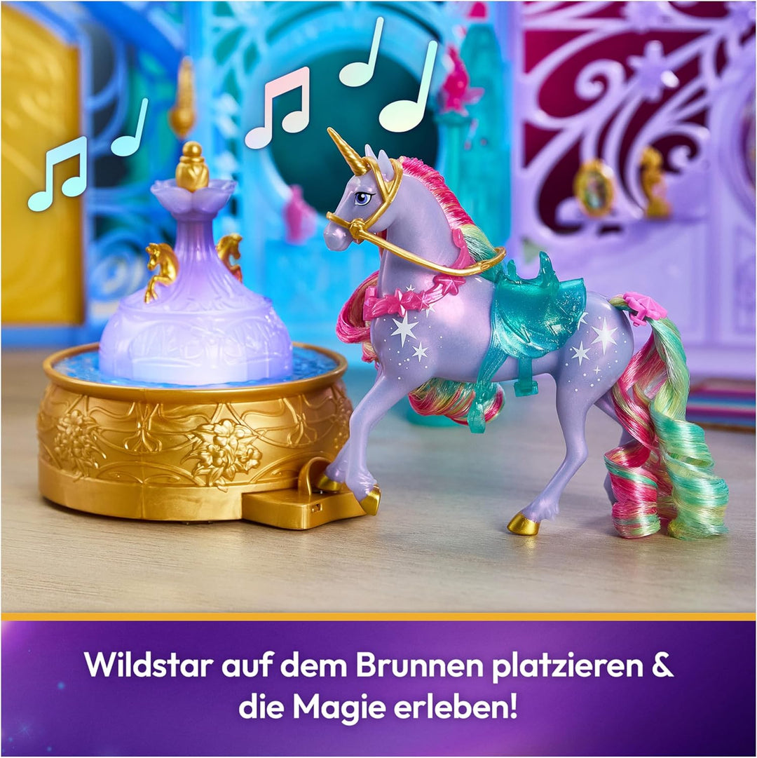 Unicorn Academy – Stall 90 cm, Original Spielset zur Netflix Serie, inklusive Einhorn, Lichtwechsel-