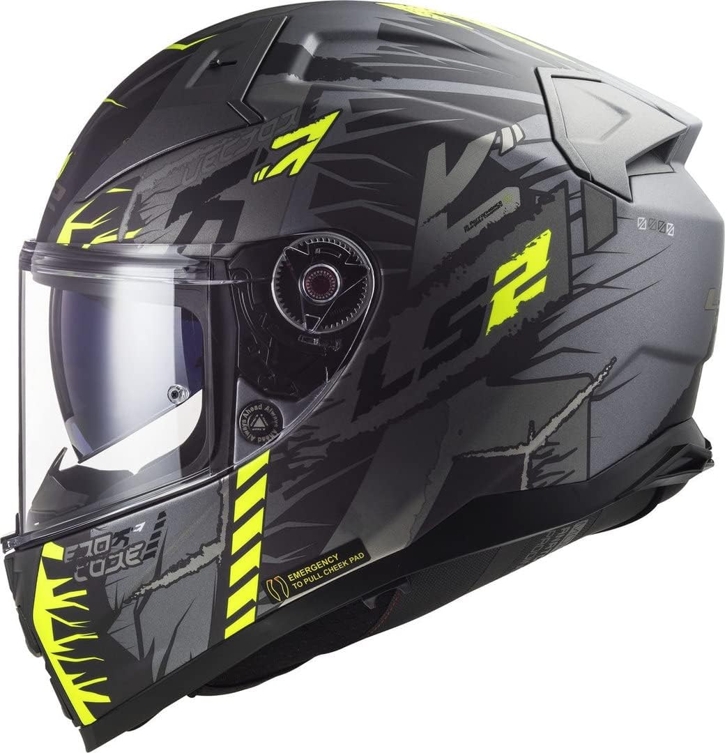 LS2, Integralhelme motorrad VECTOR II Techbot, titanium yellow XXXL, 3XL