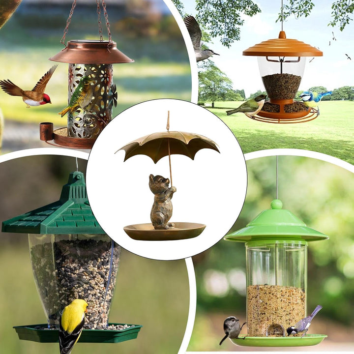 Eichhörnchen Schirm Vogelfutterhaus, Metallische Süsse Vögel Futterhalterung Mit Schirm, Allwetter-F