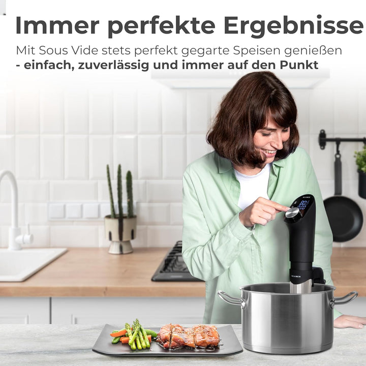 KLAMER Sous Vide Stick, 1200 Watt IPX7 wasserdichter Sous Vide Garer mit 3D Zirkulation und 20-95℃ T