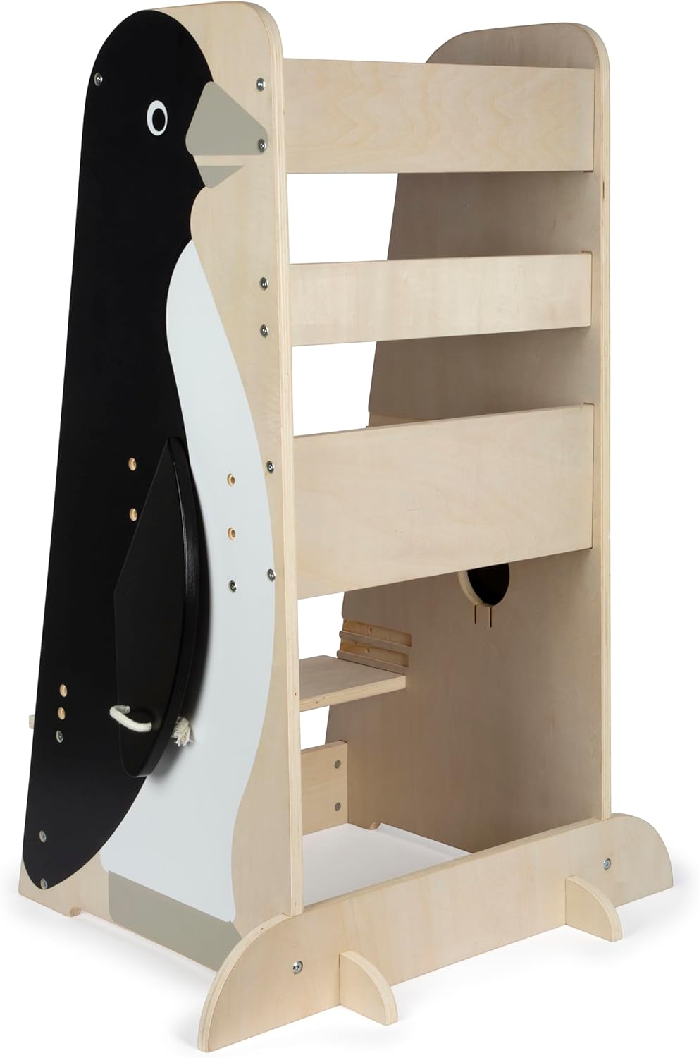 Small Foot Lernturm „Pinguin Wildlife“, höhenverstellbarer Learning Tower aus Holz, bis 50 kg, Monte