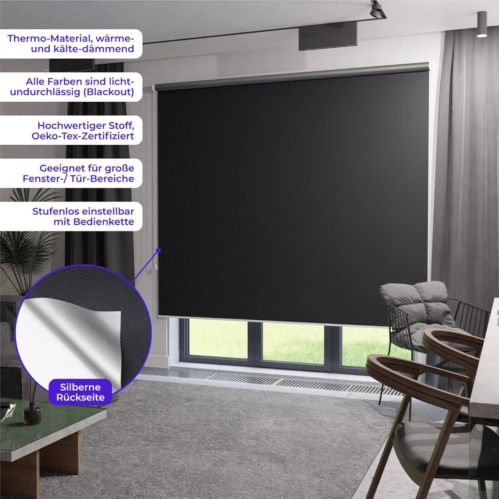 schattenfreu.de Rollo XL nach Mass | Zum Anschrauben an der Wand oder Decke | Für Fenster und Türen