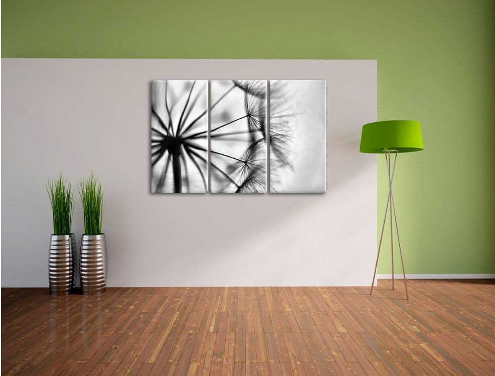 Pixxprint Weisse Pusteblumen als Leinwandbild/Grösse: 3 Teilig (120x80) cm/Wandbild/Kunstdruck/ferti