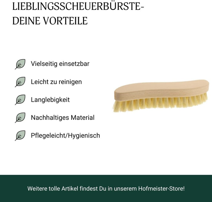 4X HOFMEISTER® Holz-Scheuerbürste, 21 cm, für Starke Verschmutzungen, stabile Fibre-Natur-Borste, ve