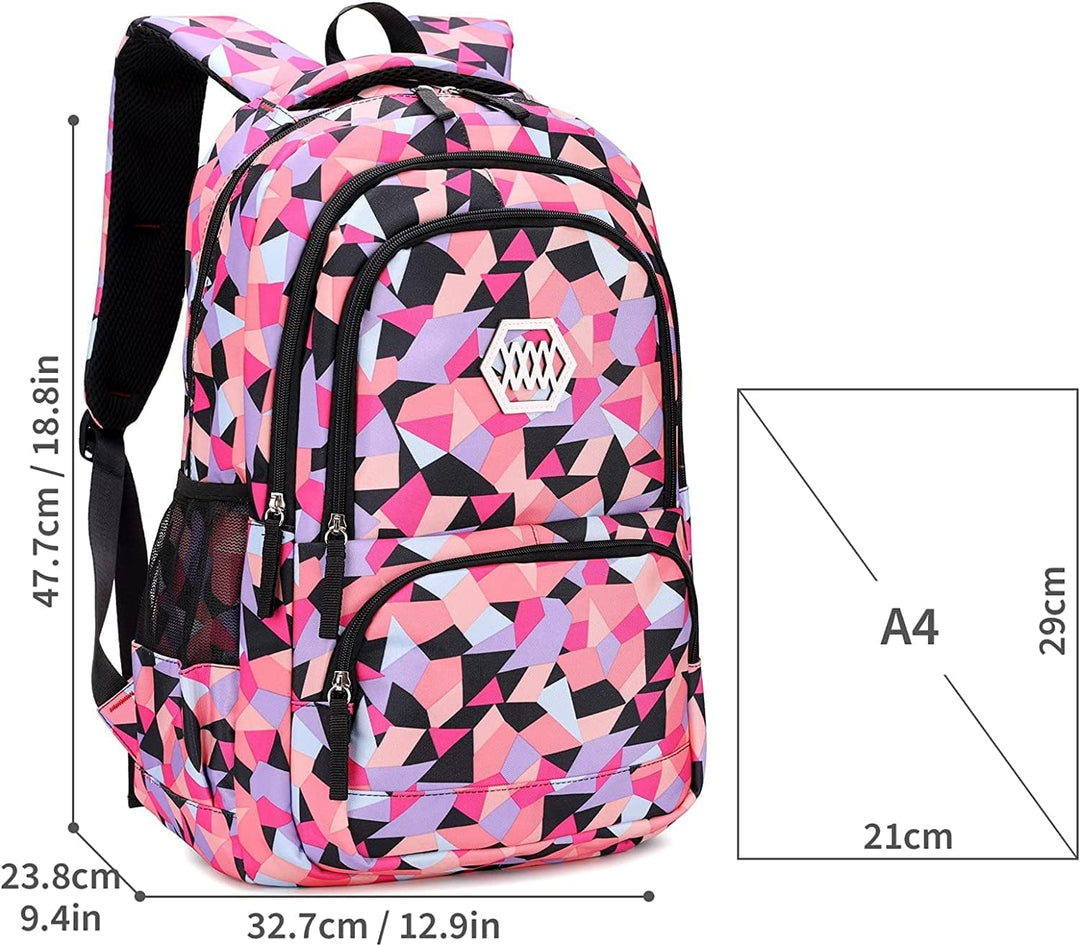 IvyH Schulrucksack Mädchen Teenager, Kinderrucksack mit Lunch-Taschen Bleistift Etui Rucksäcke Jugen
