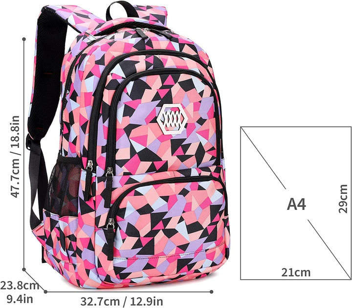 IvyH Schulrucksack Mädchen Teenager, Kinderrucksack mit Lunch-Taschen Bleistift Etui Rucksäcke Jugen