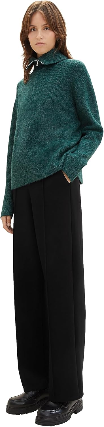 Tom Tailor Denim Damen 1038720 Pullover (1er Pack) L 10592 - Midnight Forest Green Mélange, L 10592