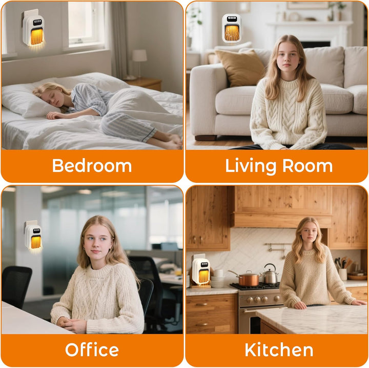 Steckdosen Heizlüfter 600W Keramik Heizung mit Thermostat Remote Wall Outlet Space PTC Keramische He
