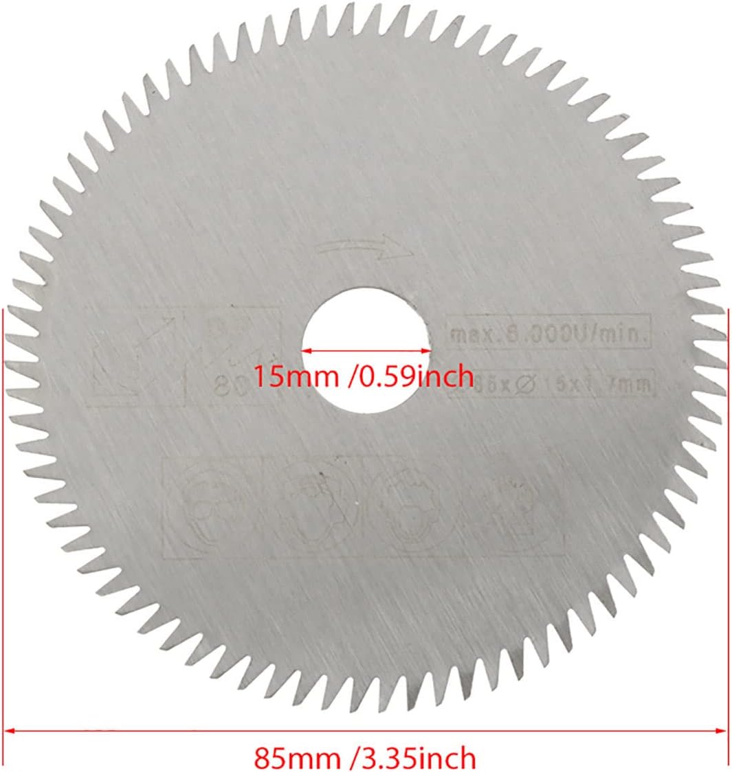 5 Stück 85 mm Hartmetall Sägeblatt, Innendurchmesser 15 mm Mini Hartmetall Kreissägeblatt für Schnei