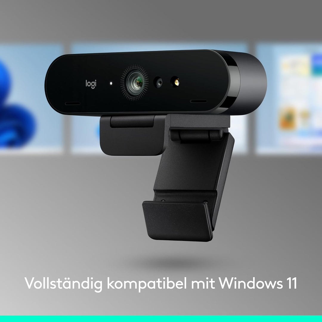 Logitech Brio 4K Webcam, Videogespräche, Mikrofon mit Geräuschunterdrückung, automatische HD-Belicht