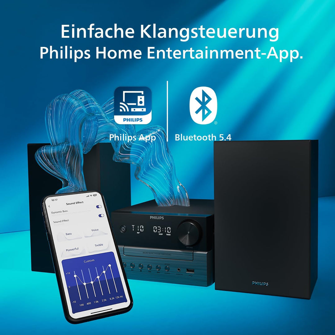 Philips TAM3505M2 Hi Fi Mikromusik-Anlage, Bluetooth-fähig, CD-Player, USB, Auracast FM und DAB-Radi
