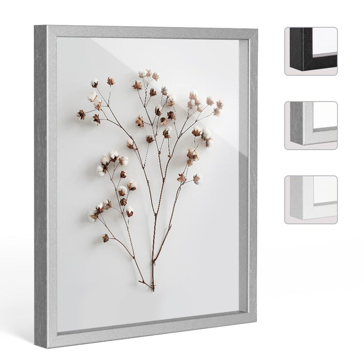 Bildershop-24 Objektrahmen FrameBox VARIO36 Mattsilber 100x100cm zum Einrahmen von Trikots, Blumen,