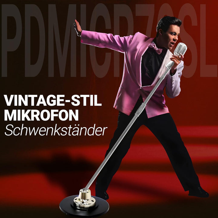Pyle Retro Mikrofon Set mit Mikrofonständer– Vintage Microphone Set with Microphone Stand, Mic Stand
