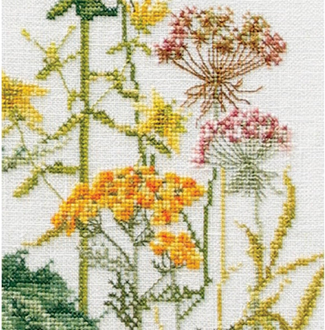 Thea GOUVERNEUR Since 1959 424 Linen Kreuzstich-Set Kräuter auf Leinen, 34,9 x 46 cm, 36 Stück, Mehr