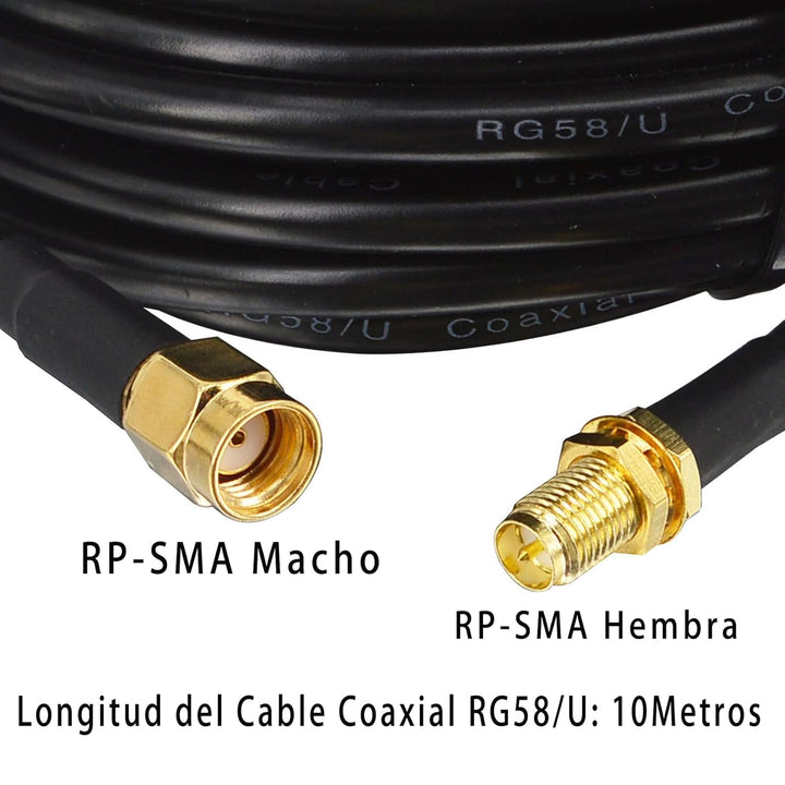 BOOBRIE RP-SMA Kabel 10M RG58/U RP-SMA Stecker auf RP-SMA Buchse Antennenkabel RP-SMA Stecker Buchse