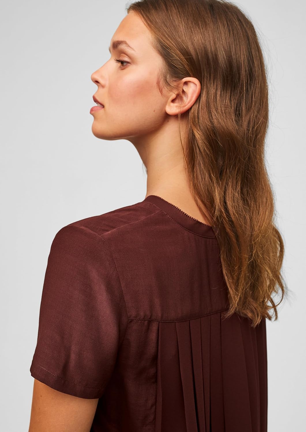 s.Oliver BLACK LABEL Viskosebluse mit Falteneinsatz, Dark Red