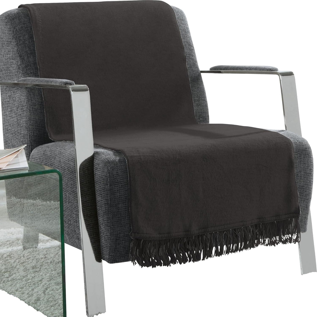 Erwin Müller Sofaüberwurf, Sofaläufer, Sesselschoner anthrazit Grösse 75x200 cm - anschmiegsam, temp