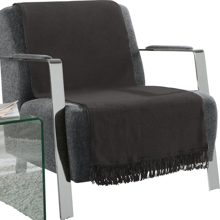 Erwin Müller Sofaüberwurf, Sofaläufer, Sesselschoner anthrazit Grösse 50x200 cm - anschmiegsam, temp