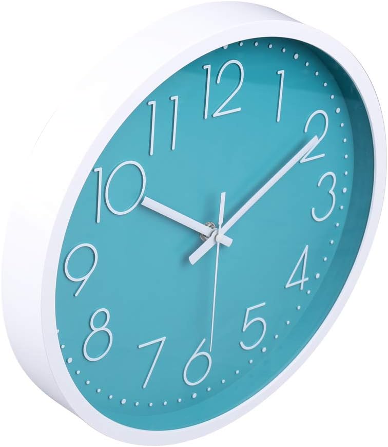 jomparis 30cm Modern Quartz Lautlos Türkis Wanduhr Schleichende Sekunde ohne Ticken - Petrol Wanduhr